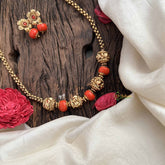 Vriksham Floral Radiance Coral Bead Neckpiece-G20645